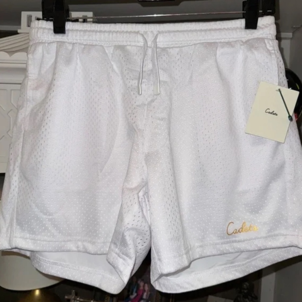 Cadets Men’s Check Out Mesh Shorts in White SZ L NWT